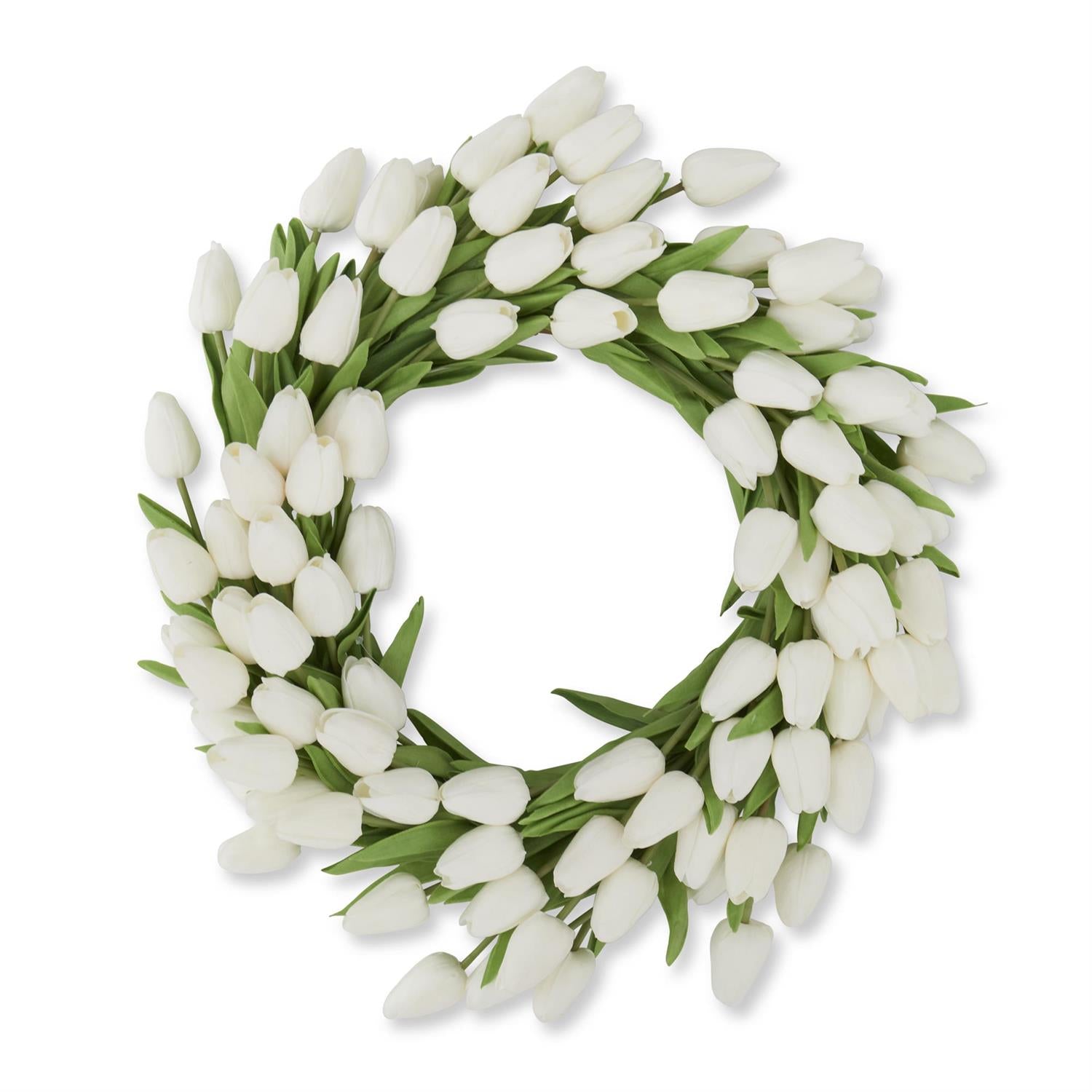 Real Touch Mini Tulip Wreath  K&K White  