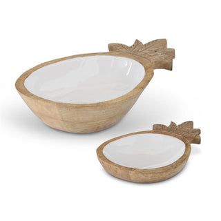 Carved Wood Pineapple Bowls  K&K