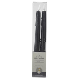 11.5 Inch Black LED Drip Taper Candles Set/2 K&K