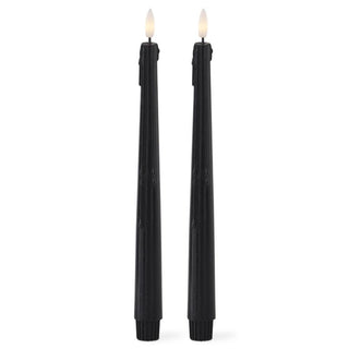 11.5 Inch Black LED Drip Taper Candles Set/2 K&K