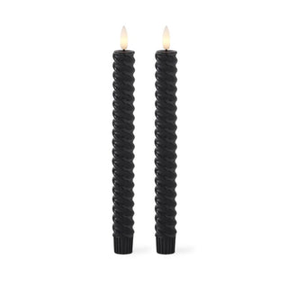 9.75 Inch Spiral LED Taper Candles Set/2 K&K Black