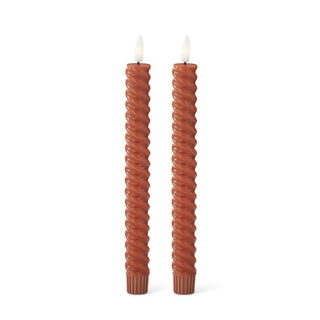 9.75 Inch Spiral LED Taper Candles Set/2 K&K Rust