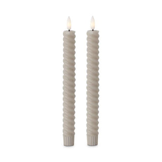 9.75 Inch Spiral LED Taper Candles Set/2 K&K Taupe
