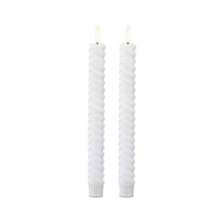 9.75 Inch Spiral LED Taper Candles Set/2 K&K White