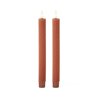 9.75 Inch Honeycomb LED Taper Candles Set/2 K&K Rust
