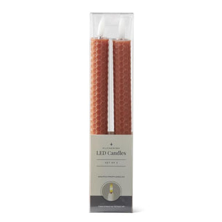 9.75 Inch Honeycomb LED Taper Candles Set/2 K&K