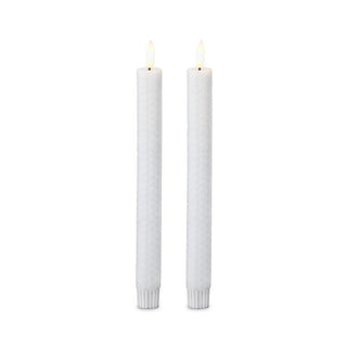 9.75 Inch Honeycomb LED Taper Candles Set/2 K&K White
