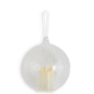 Textured Clear Glass LED Flicker Round Ornament  K&K Large