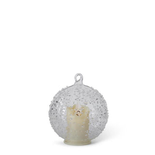 Textured Clear Glass LED Flicker Round Ornament K&K