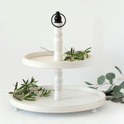 Two Tiered Wood Tray, White/Black Adams Everyday Adams & Co.   