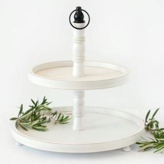 Two Tiered Wood Tray, White/Black Adams Everyday Adams & Co.