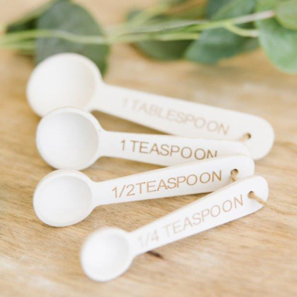Wood Measuring Spoons S/4 White