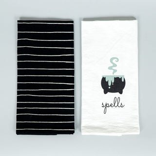 Tea Towels S/2 Spells/Stripes Adams Halloween Adams & Co.