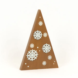 Reversible Chunky Wood Tree Snowflakes - Brown Adams Christmas Adams & Co.