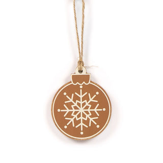 Reversible Wood Ornament (Snowflake) White/Brown Adams Christmas Adams & Co.