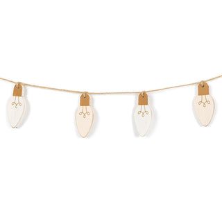 Wood Garland (Christmas Lights) White/Brown Adams Christmas Adams & Co.