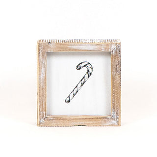 Reversible Wood Framed Sign (Candy Cane/Apple) White/Black/Red Adams Christmas Adams & Co.