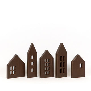 Wood Cutout S/5 Brown Houses Adams Christmas Adams & Co.