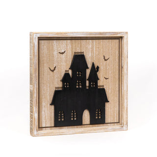 Reversible Wood Sign Haunted House/Castle - Sm Adams Halloween Adams & Co.