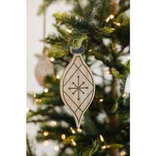 Wood Ornament (Egg Pld) Natural/White/Black Adams Christmas Adams & Co.