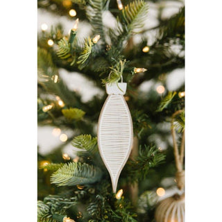 Wood Ornament (Egg Stripe) Natural/White/Black Adams Christmas Adams & Co.