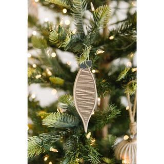 Wood Ornament (Egg Stripe) Natural/White/Black Adams Christmas Adams & Co.