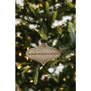 Wood Ornament (Lamp Dot) Natural/White/Black Adams Christmas Adams & Co.