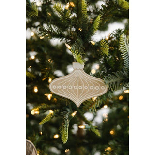 Wood Ornament (Lamp Dot) Natural/White/Black Adams Christmas Adams & Co.