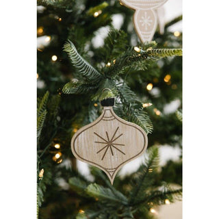 Wood Ornament (Lamp Star) Natural/White/Black Adams Christmas Adams & Co.