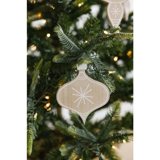 Wood Ornament (Lamp Star) Natural/White/Black Adams Christmas Adams & Co.