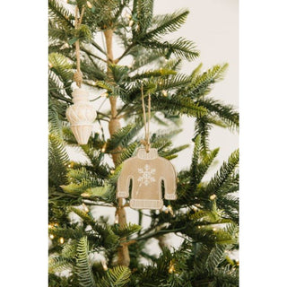 Wood Ornament (Sweater) Natural/White/Black Adams Christmas Adams & Co.