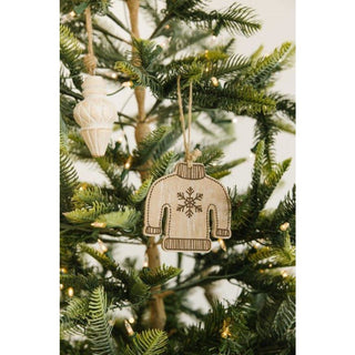 Wood Ornament (Sweater) Natural/White/Black Adams Christmas Adams & Co.