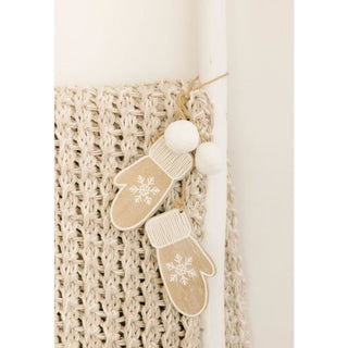 Hang Wood Ornament (Mittens) Natural/White/Black Adams Christmas Adams & Co.