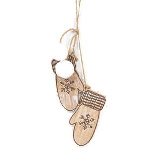 Hang Wood Ornament (Mittens) Natural/White/Black Adams Christmas Adams & Co.
