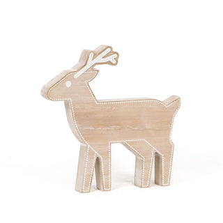 Reversible Chunky Wood Shape (Deer) Natural/White Adams Christmas Adams & Co.