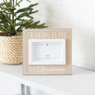Wood Photo Frame (Thinking You) Natural/White Adams Christmas Adams & Co.