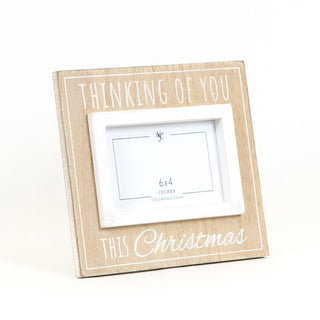 Wood Photo Frame (Thinking You) Natural/White Adams Christmas Adams & Co.