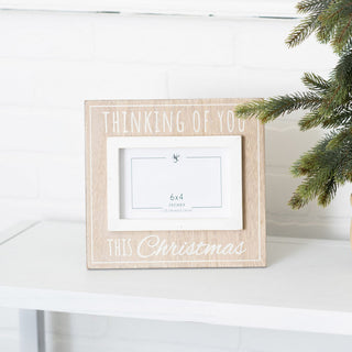 Wood Photo Frame (Thinking You) Natural/White Adams Christmas Adams & Co.