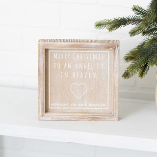 Wood Framed Sign (Angel) Natural/White Adams Christmas Adams & Co.