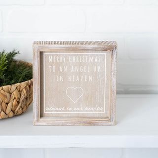 Wood Framed Sign (Angel) Natural/White Adams Christmas Adams & Co.