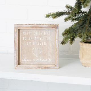 Wood Framed Sign (Angel) Natural/White Adams Christmas Adams & Co.