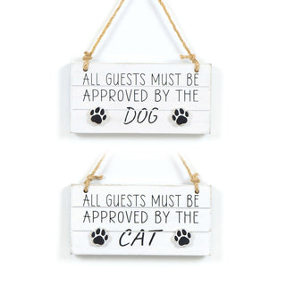 Reversible Hanging Wood Tile (All Guest Must Be Approved By The Dog) Black/White Adams Everyday Adams & Co.