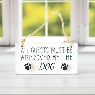 Reversible Hanging Wood Tile (All Guest Must Be Approved By The Dog) Black/White Adams Everyday Adams & Co.