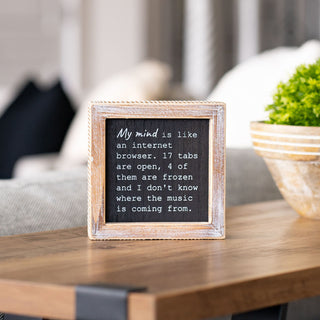 Reversible Wood Framed Sign (My Mind/My Problems) Black/White Adams Everyday Adams & Co.