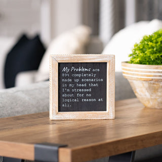 Reversible Wood Framed Sign (My Mind/My Problems) Black/White Adams Everyday Adams & Co.