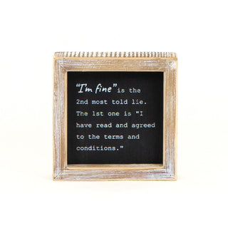 Reversible Wood Framed Sign (Common Sense/I'm Fine) Black/White Adams Everyday Adams & Co.
