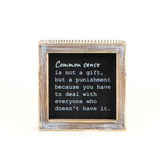 Reversible Wood Framed Sign (Common Sense/I'm Fine) Black/White Adams Everyday Adams & Co.