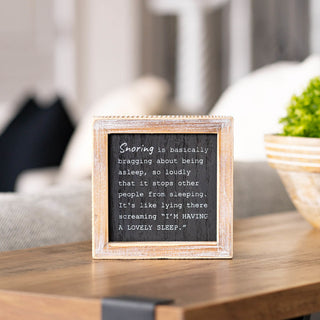 Reversible Wood Framed Sign (Bed Is My Favorite/Snoring) Black/White Adams Everyday Adams & Co.