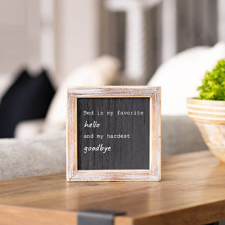 Reversible Wood Framed Sign (Bed Is My Favorite/Snoring) Black/White Adams Everyday Adams & Co.