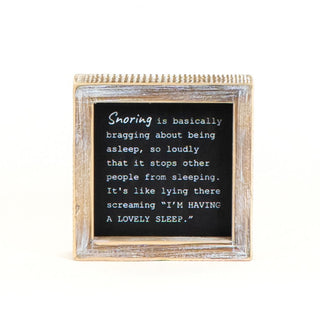 Reversible Wood Framed Sign (Bed Is My Favorite/Snoring) Black/White Adams Everyday Adams & Co.